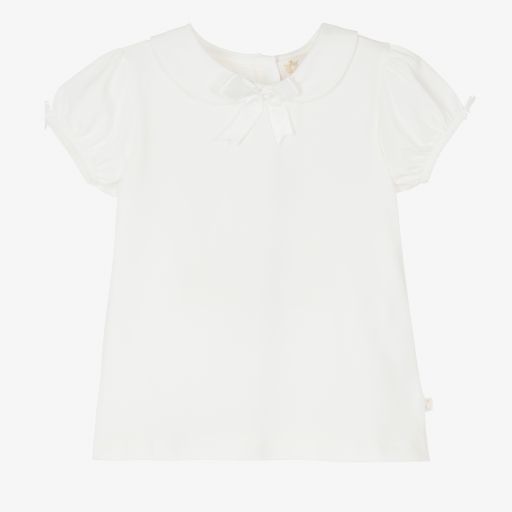 Caramelo Kids-Girls Ivory Cotton T-Shirt | Childrensalon Outlet