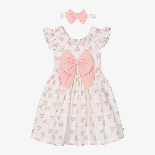 Caramelo Kids-Girls Ivory Floral Cotton Dress | Childrensalon Outlet
