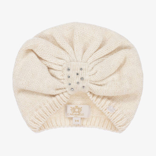 Caramelo Kids-Girls Ivory Knitted Turban Hat | Childrensalon Outlet