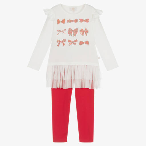 Caramelo Kids-Girls Ivory & Red Leggings Set | Childrensalon Outlet