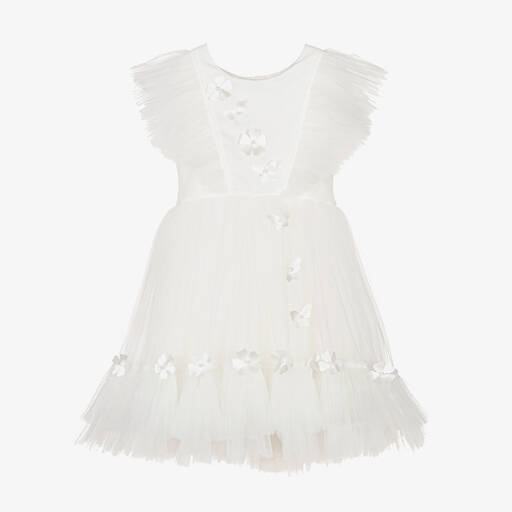 Caramelo Kids-Girls Ivory Tulle Dress | Childrensalon Outlet