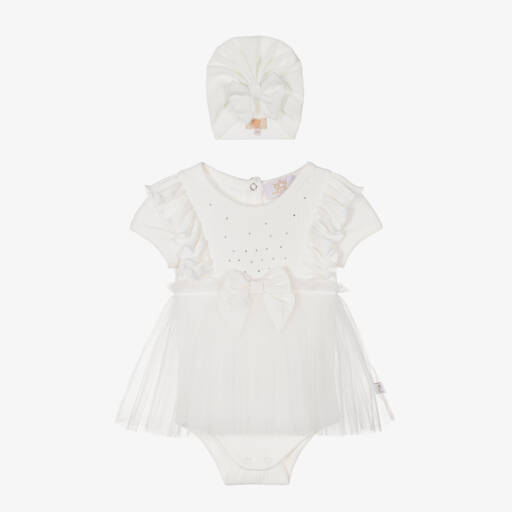 Caramelo Kids-Girls Ivory Tulle Dress & Hat | Childrensalon Outlet