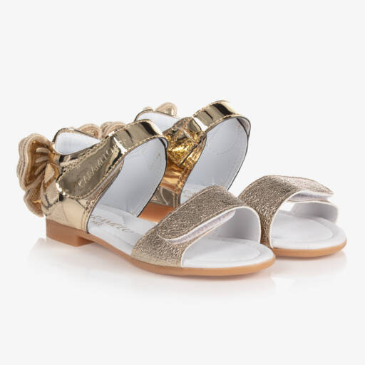 Caramelo Kids-Girls Metallic Bow Sandals | Childrensalon Outlet