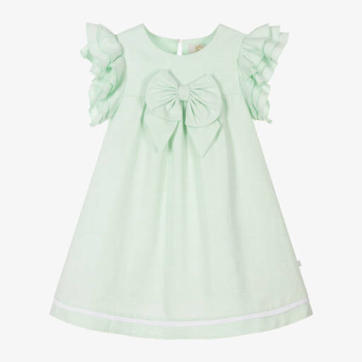 Caramelo Kids-Girls Mint Linen Cotton Frock | Childrensalon Outlet