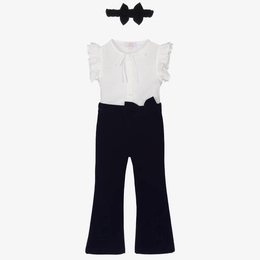 Caramelo Kids-Блузка и синие бархатные брюки | Childrensalon Outlet