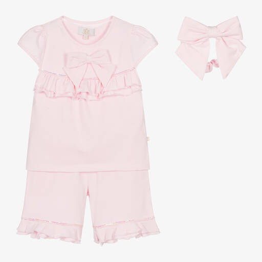 Caramelo Kids-Girls Pink Cotton Sequin Shorts Set | Childrensalon Outlet