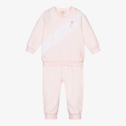 Caramelo Kids-Girls Pink Cotton Tracksuit | Childrensalon Outlet