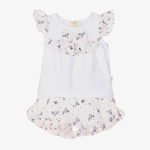 Caramelo Kids-Girls Pink Floral Shorts Set | Childrensalon Outlet