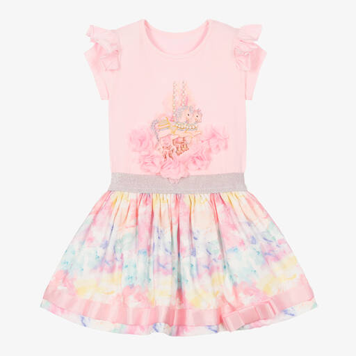 Caramelo Kids-Розовая футболка и юбка с цветами | Childrensalon Outlet