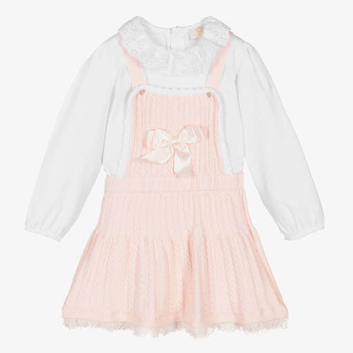 Caramelo Kids-Girls Pink Pinafore Dress Set | Childrensalon Outlet