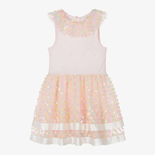 Caramelo Kids-Girls Pink Rainbow Sequin & Diamanté Dress | Childrensalon Outlet