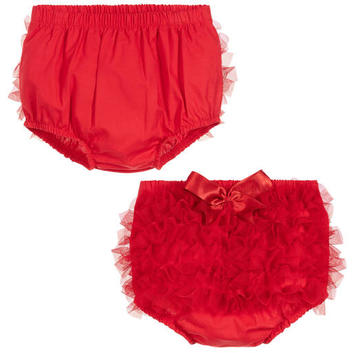 Caramelo Kids-Bloomers rouges en coton à froufrous fille | Childrensalon Outlet