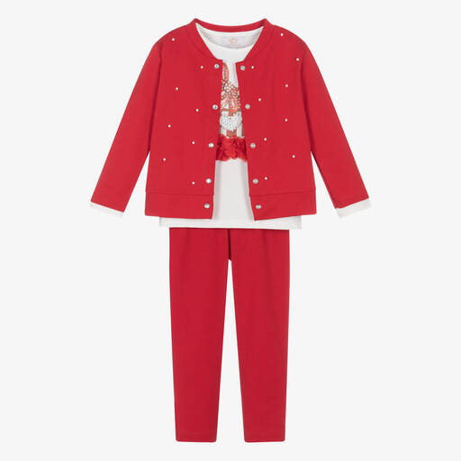 Caramelo Kids-Комплект с красными легинсами из хлопка | Childrensalon Outlet