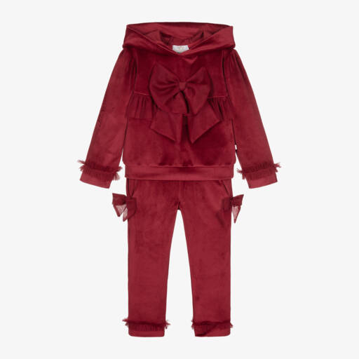 Caramelo Kids-Girls Velour Tracksuit with Tulle Bows | Childrensalon Outlet