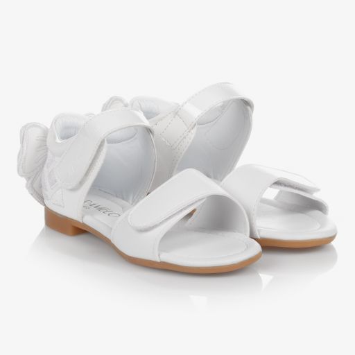 Caramelo Kids-Girls White Bow Sandals | Childrensalon Outlet