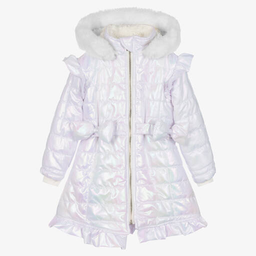 Caramelo Kids-Girls White Hooded Coat | Childrensalon Outlet