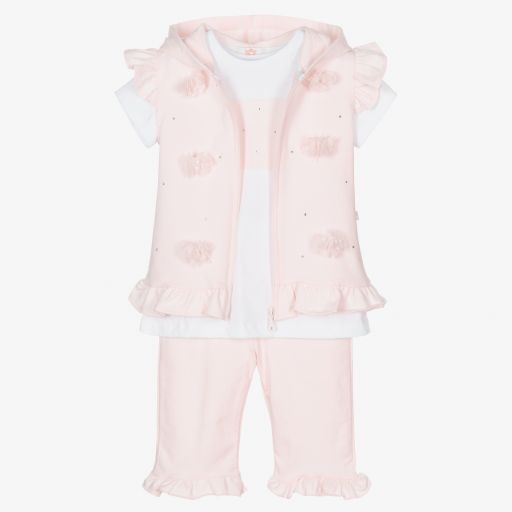 Caramelo Kids-Girls White & Pink Shorts Set | Childrensalon Outlet