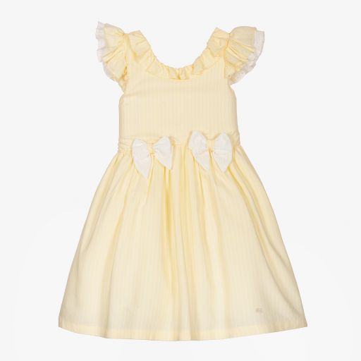 Caramelo Kids-Girls Yellow Stripe Bow Dress | Childrensalon Outlet