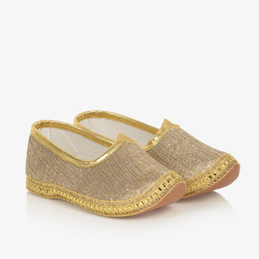 Caramelo Kids-Gold Brocade Pumps | Childrensalon Outlet
