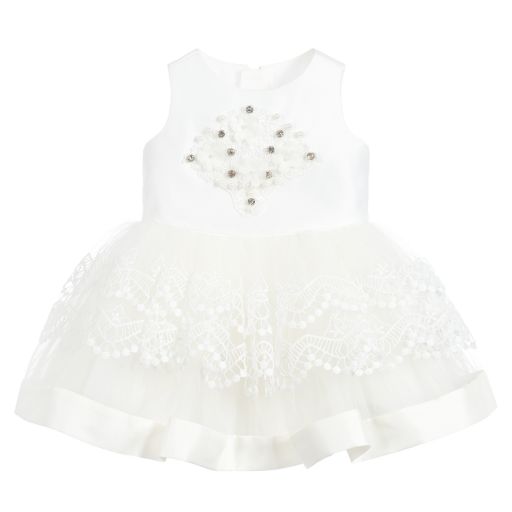 Caramelo Kids-Ivory Satin & Tulle Dress | Childrensalon Outlet