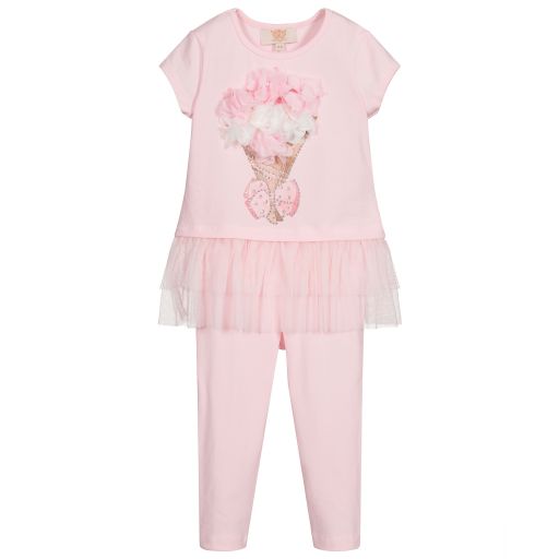 Caramelo Kids-Pink Cotton Leggings Set | Childrensalon Outlet