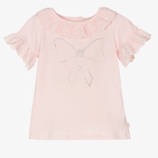 Caramelo Kids-Pink Diamanté Bow T-Shirt | Childrensalon Outlet