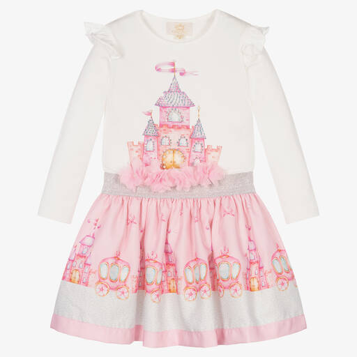 Caramelo Kids-Pink Fairy Castle Skirt Set  | Childrensalon Outlet