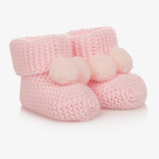 Caramelo Kids-Pink Knitted Booties | Childrensalon Outlet