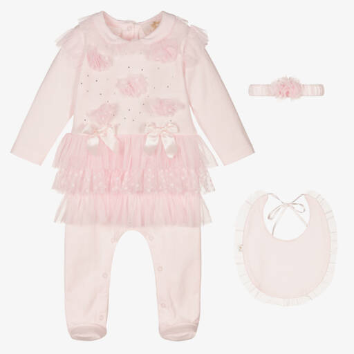 Caramelo Kids-طقم بدلة أطفال للبنات من التول الوردي المزخرف | Childrensalon Outlet
