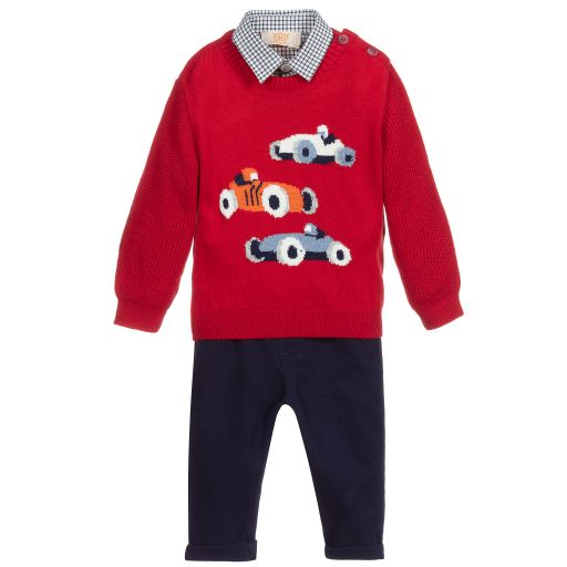 Caramelo Kids-Red & Blue Trousers Set | Childrensalon Outlet