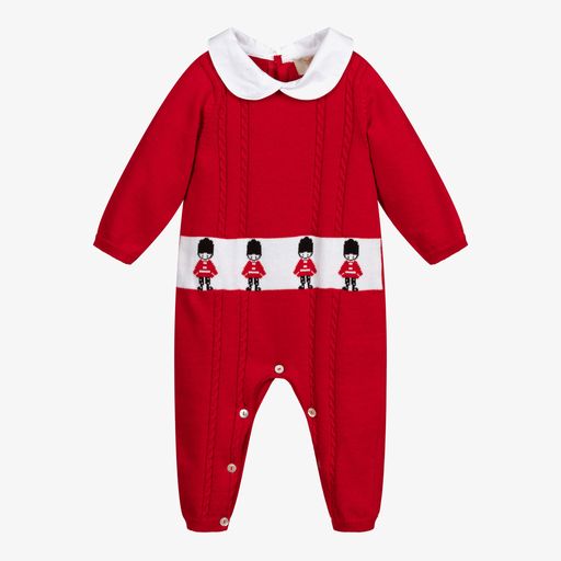 Caramelo Kids-أوفرول رومبر قطن محبوك لون أحمر للأطفال | Childrensalon Outlet