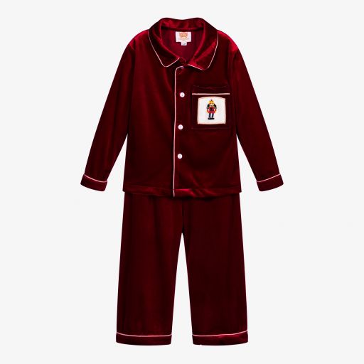 Caramelo Kids-Red Velour Festive Pyjamas | Childrensalon Outlet