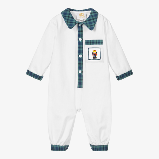 Caramelo Kids-White Cotton Baby Romper | Childrensalon Outlet