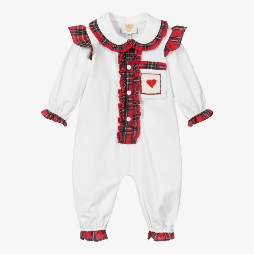 Caramelo Kids-White Cotton Baby Romper | Childrensalon Outlet