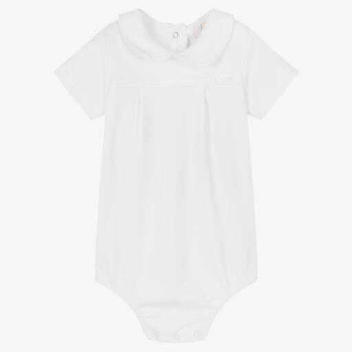 Caramelo Kids-White Cotton Jersey Baby Bodysuit | Childrensalon Outlet