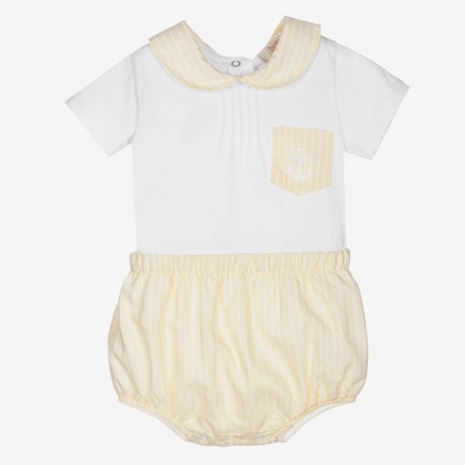 Caramelo Kids-Baby-Shorts-Set in Weiß und Gelb | Childrensalon Outlet