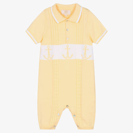 Caramelo Kids-Yellow Knitted Cotton Baby Shortie | Childrensalon Outlet