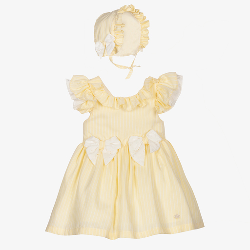 Caramelo Kids-Yellow Stripe Baby Dress Set | Childrensalon Outlet