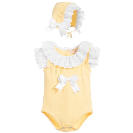 Caramelo Kids-Yellow & White Shortie Set | Childrensalon Outlet