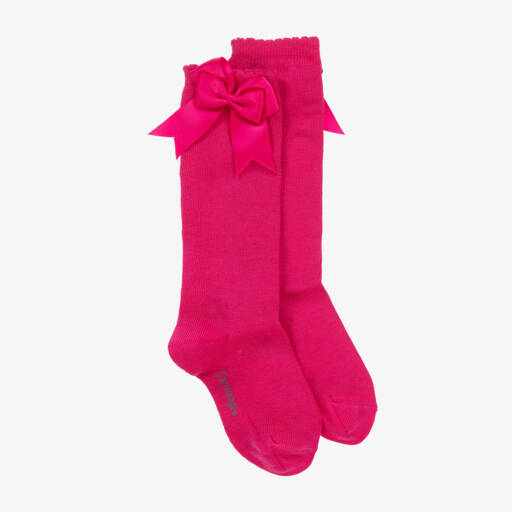 Carlomagno-Girls Fuchsia Cotton Knee Socks | Childrensalon Outlet