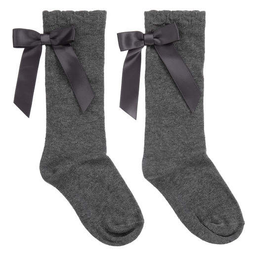 Carlomagno-Girls Grey Cotton Socks  | Childrensalon Outlet