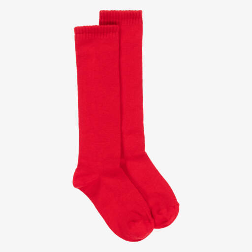 Carlomagno-Red Cotton Knee-Length Socks | Childrensalon Outlet