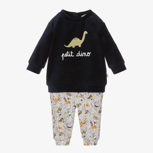 Carrément Beau-Baby Boys Blue Organic Cotton Trouser Set | Childrensalon Outlet