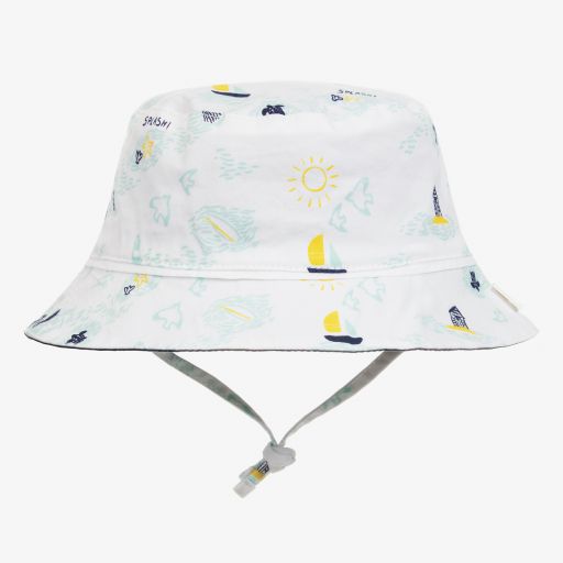 Carrément Beau-Baby Boys White Splash Sun Hat | Childrensalon Outlet