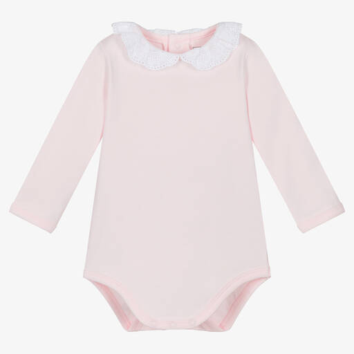 Carrément Beau-Baby Girls Pink Cotton Bodysuit | Childrensalon Outlet