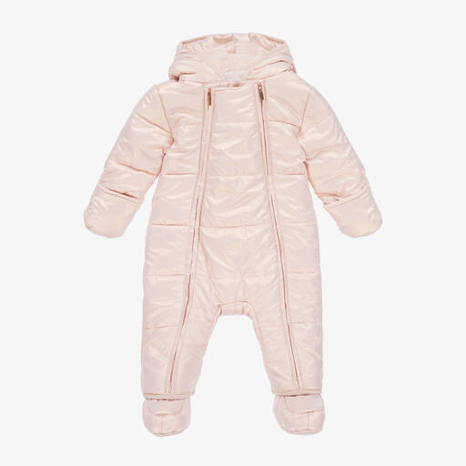 Carrément Beau-Baby Girls Pink Shimmer Puffer Snowsuit | Childrensalon Outlet