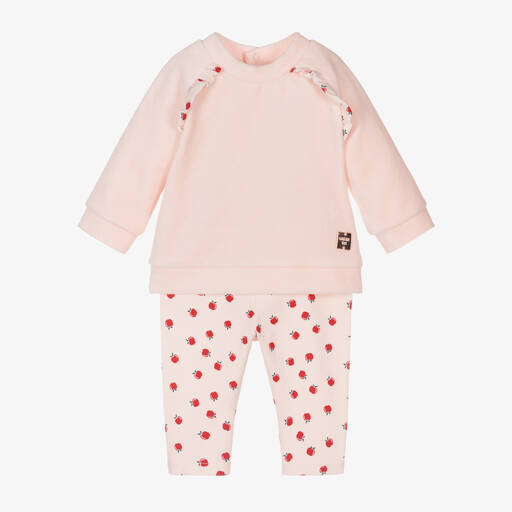 Carrément Beau-Baby Girls Pink Velour Leggings Set | Childrensalon Outlet