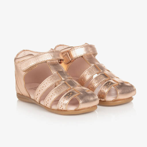 Carrément Beau-Sandales rose doré en cuir bébé | Childrensalon Outlet