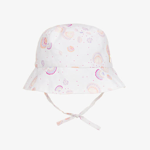 Carrément Beau-Baby Girls White Cotton Seashell Sun Hat | Childrensalon Outlet