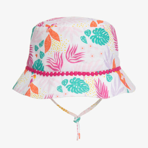 Carrément Beau-Baby Girls White Cotton Tropical Sun Hat | Childrensalon Outlet